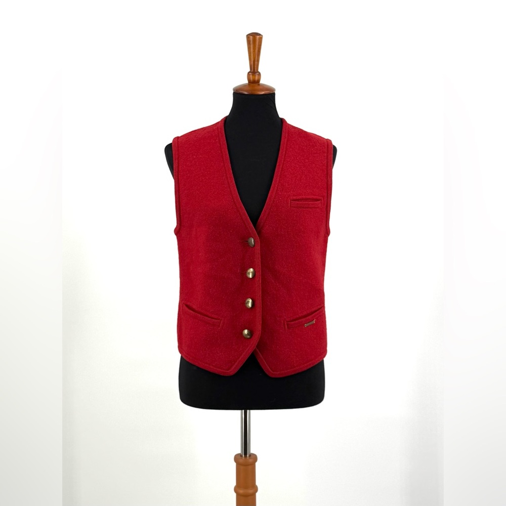 Geiger Vintage 80s Red Boiled Wool Vest Woolmark Size 36